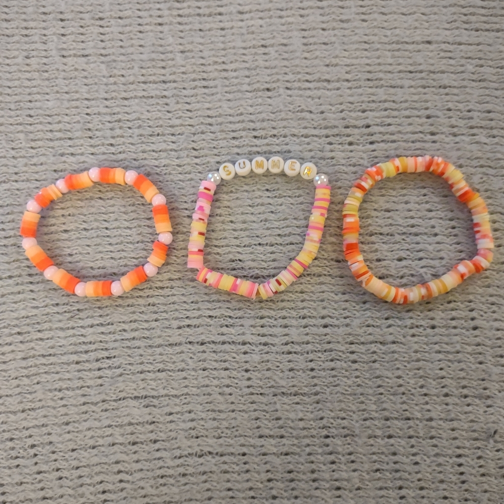 3 Beaded Bracelets, "Summer"
